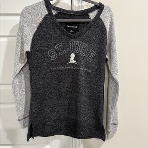 St. Jude Gray Two-Tone Women's V-Neck Jersey Small